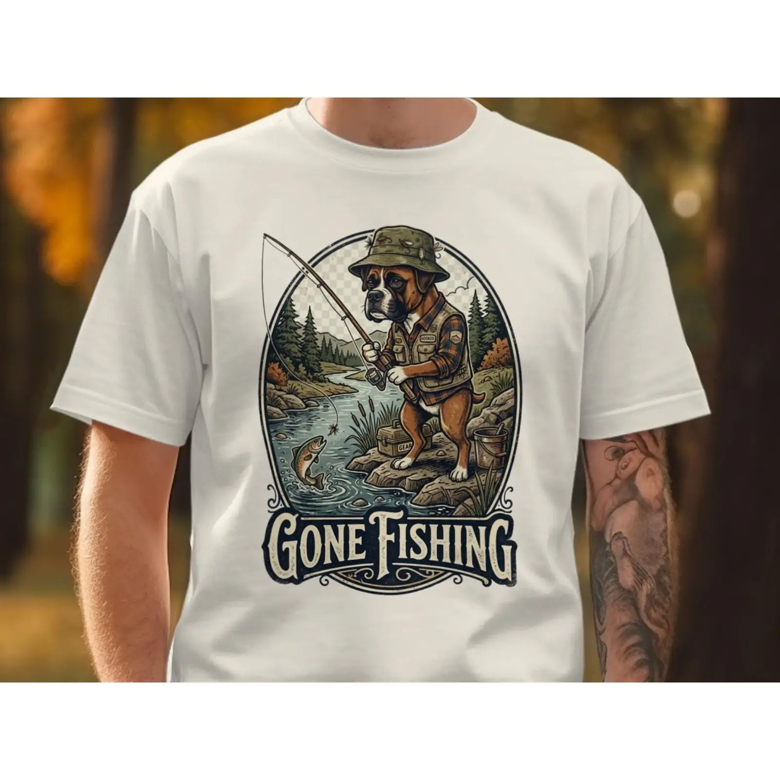 Outdoor Adventure Ideas - Gone Fishing T Shirt Funny Boxer
