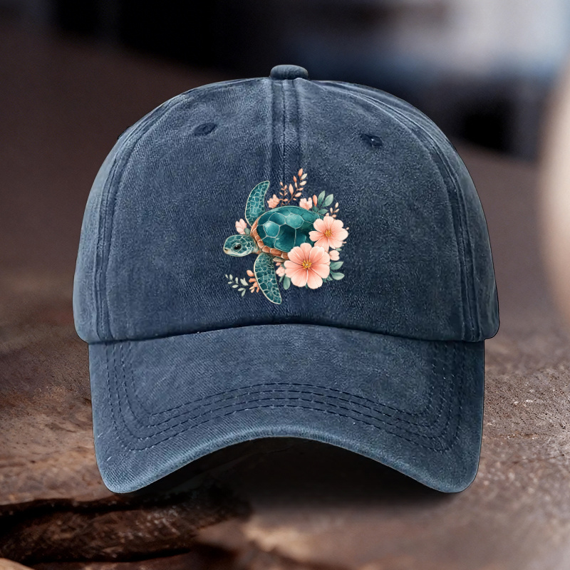 Outdoor Adventure Vacations - 1pc Adjustable Hat with Turtle Floral