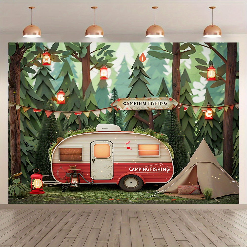 Polyester Jungle camping theme - Outdoor Adventure Background review and price
