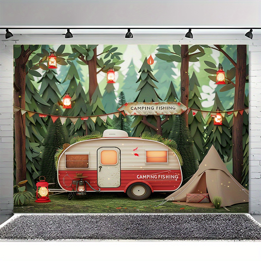 Polyester Jungle camping theme - Outdoor Adventure Background review and price