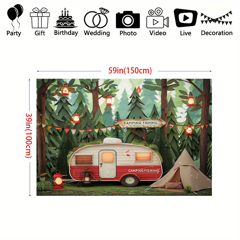 Polyester Jungle camping theme - Outdoor Adventure Background review and price