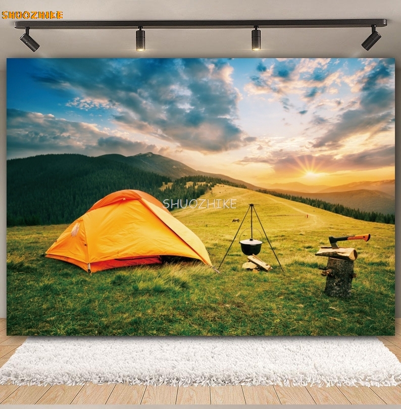 Outdoor Forest Camping Backdro - Outdoor Adventure Background review and price