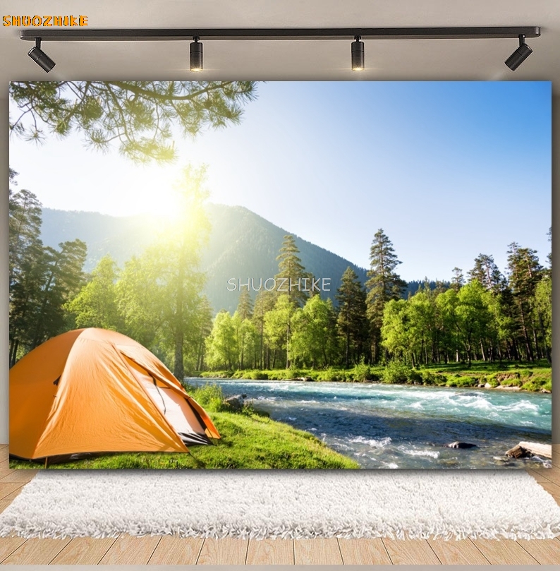 Outdoor Forest Camping Backdro - Outdoor Adventure Background review and price