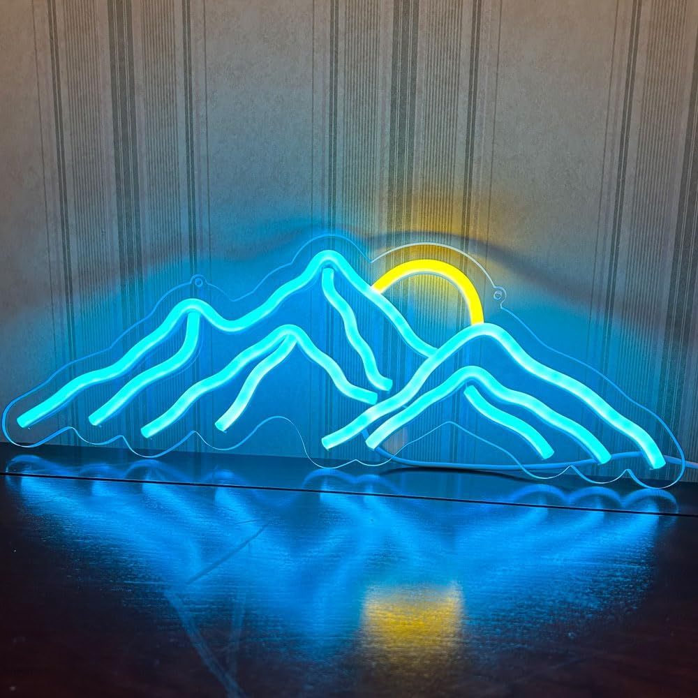 Mountain Sun Neon Sign Blue La - Outdoor Adventure Ideas review and price