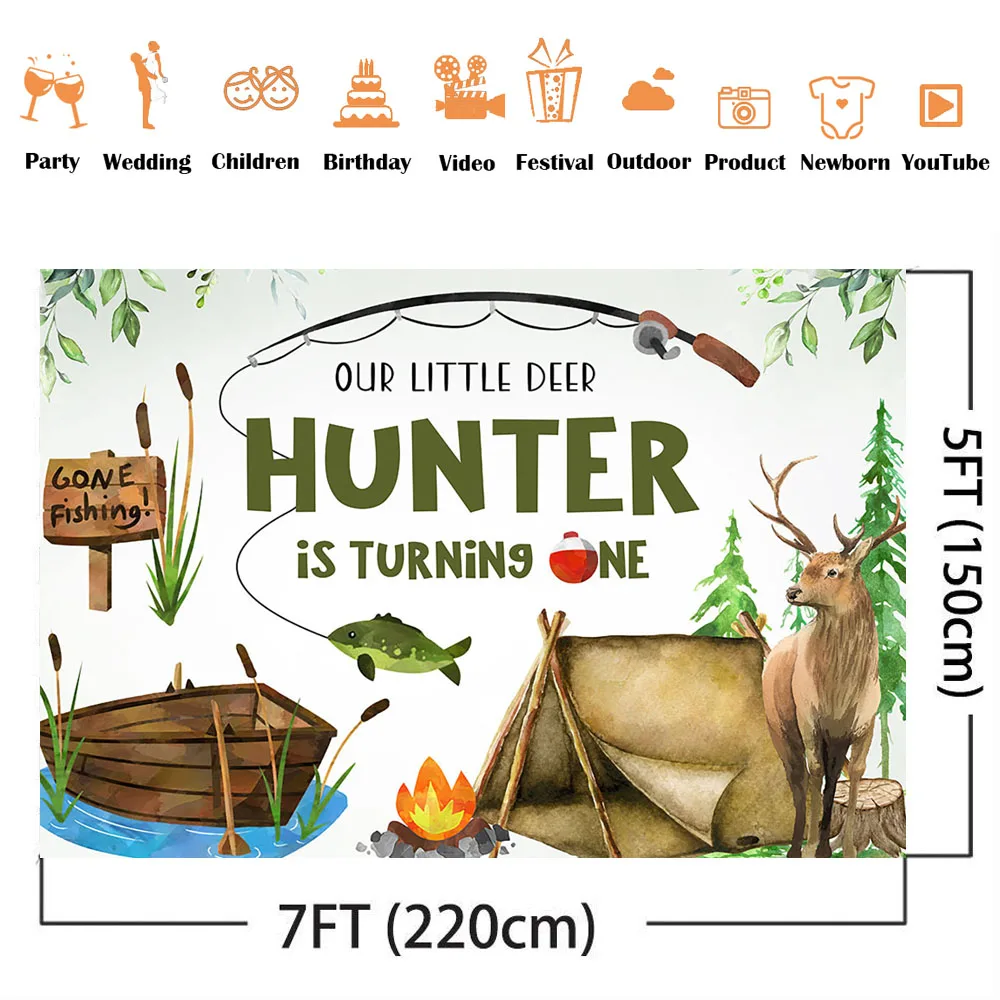 Hunting Fishing Birthday Backd - Outdoor Adventure Background review and price
