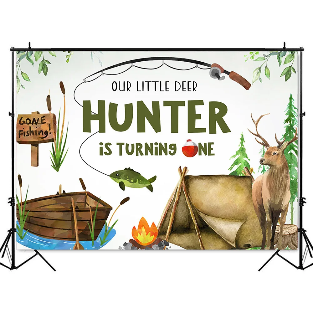 Hunting Fishing Birthday Backd - Outdoor Adventure Background review and price