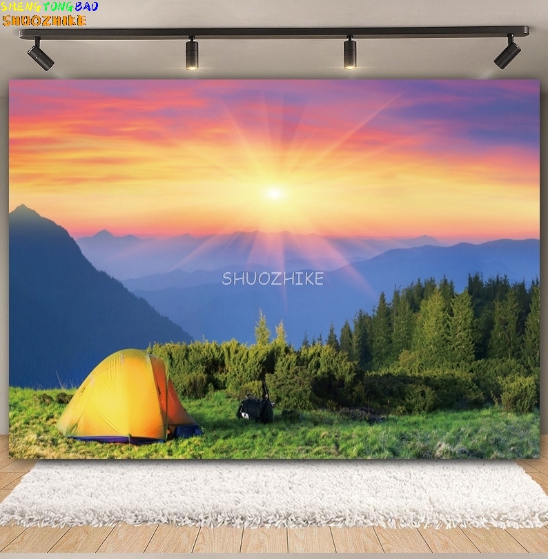 Outdoor Forest Camping Backdro - Outdoor Adventure Background review and price
