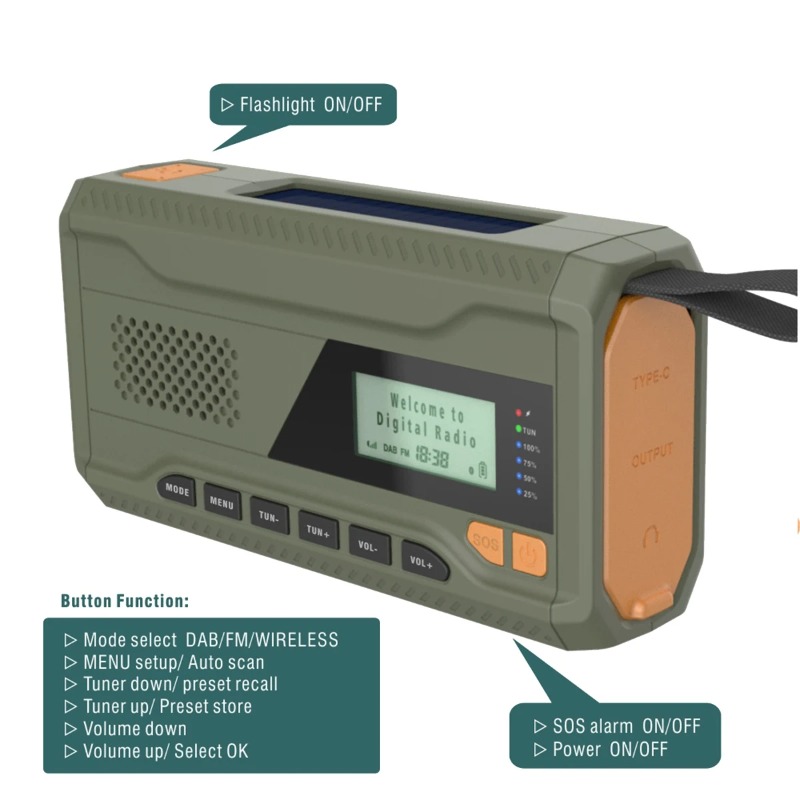 DAB/FM Bluetooth Radio Outdoor - Emergency Radio Solar review and price